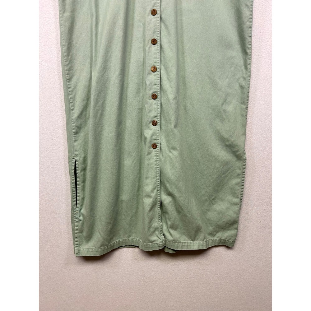 Utility Safari C.B. Casual Women Large Sage Green Cotton Button Front Maxi Dress - Picture 8 of 10